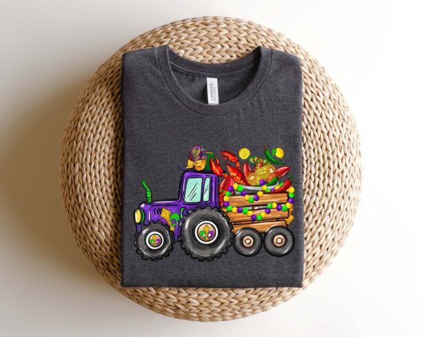 Mardi Gras tractor Sweatshirt,Women Men Mardi Gras Sweat,Mardi Gras Party Sweat,Fat Tuesday Gift,Carnival Sweat