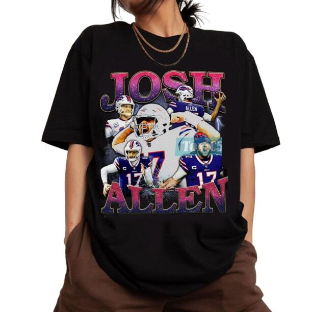 Josh Allen Football Shirt, Vintage 90s Graphic Style T-shirt, Sweatshirt Football Fans Gift