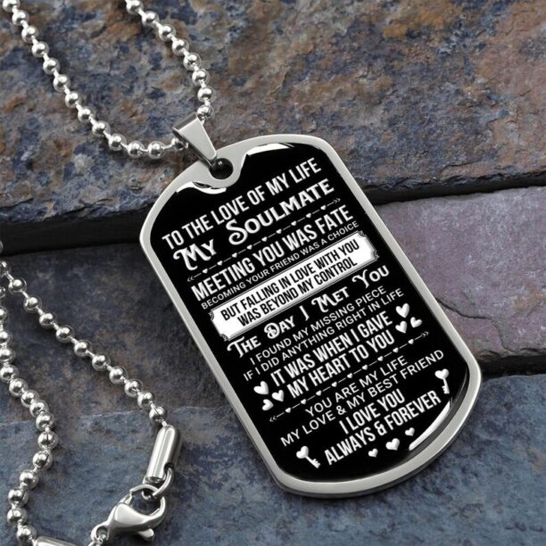 Personalized Dog Tag Necklace,Personalized Soulmate Gift, Valentine's Day Gift for Soulmate Boyfriend Husband