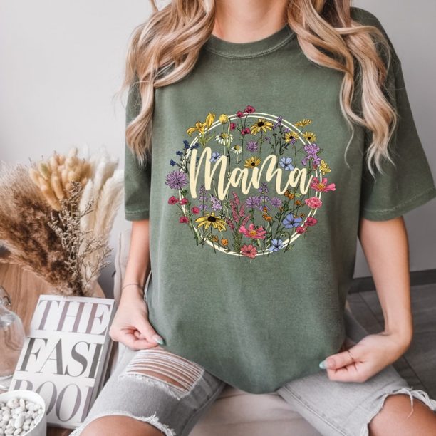 Comfort Colors® Floral Mama Shirt, Vintage Mama Shirt, Gift for Mom, Mother's Day Gift, Wild Flowers Mama Shirt