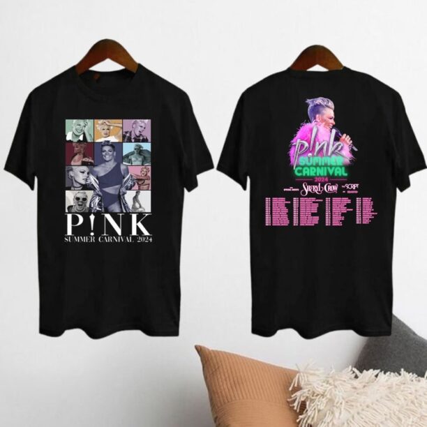 P!NK Pink On Tour 2024 T-Shirt, Graphic P!NK Pink Singer Shirt, P!NK 2024 Concert Merch, Summer Carnival 2024 Pink Tee