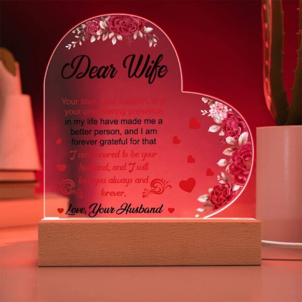 Dear Wife Acrylic Plaque Wife Birthday Gift Valentines Gift for Wife Romantic Anniversary Gift for Wife Acrylic Sign