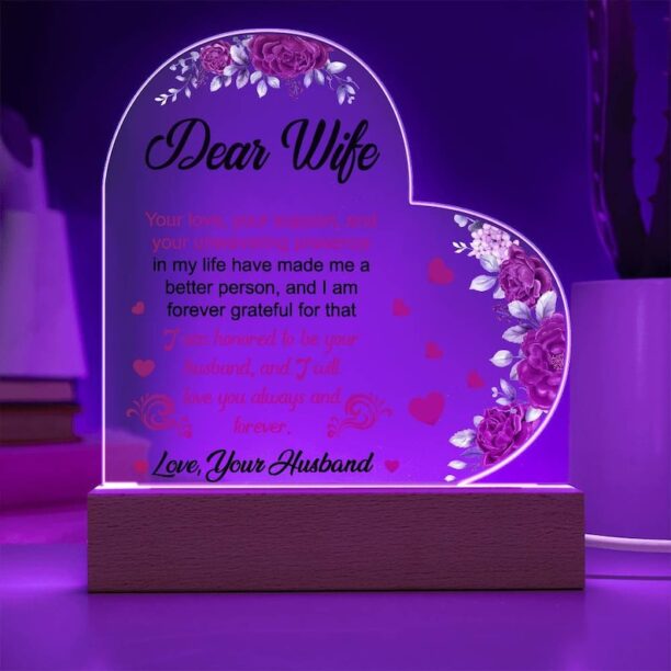 Dear Wife Acrylic Plaque Wife Birthday Gift Valentines Gift for Wife Romantic Anniversary Gift for Wife Acrylic Sign