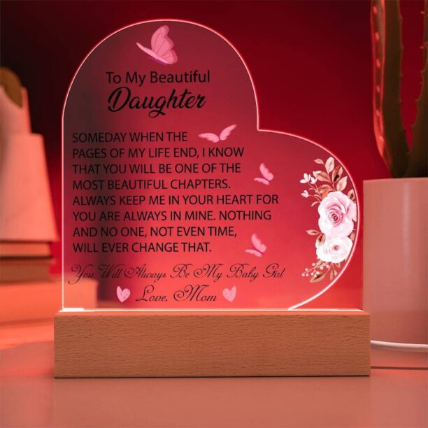 To My Daughter Acrylic Heart Plaque Daughter Birthday Gift Sentimental Daughter Keepsake Gift From Mom to Daughter