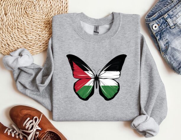 Palestine Butterfly Sweatshirt, Palestine Hoodie, Activist Sweatshirt, Gaza Hoodie, Human Rights Sweater