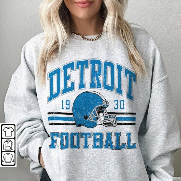 Detroit Football Sweatshirt, Shirt Retro Style 90s Vintage Unisex Crewneck, Graphic Tee Gift For Football Fan Sport