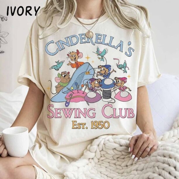 Vintage Disney Cinderella's Sewing Club Est 1950 Shirt, Disney Princess Shirt, Cinderella Mouse Shirt, Jaq and Gus Shirt