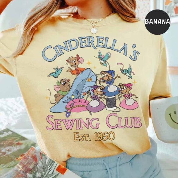 Vintage Disney Cinderella's Sewing Club Est 1950 Shirt, Disney Princess Shirt, Cinderella Mouse Shirt, Jaq and Gus Shirt