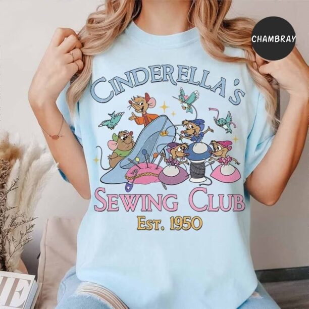 Vintage Disney Cinderella's Sewing Club Est 1950 Shirt, Disney Princess Shirt, Cinderella Mouse Shirt, Jaq and Gus Shirt