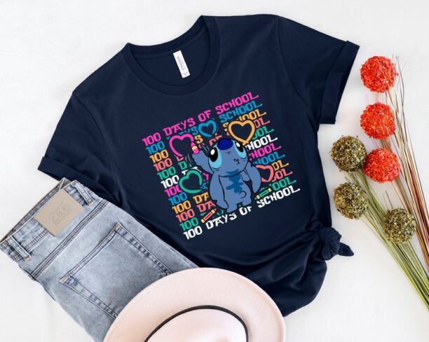 Disney School Matching Shirt,100th Day Of School Celebration Shirt, Stitch Back to School Shirt, Kindergarten Shirt