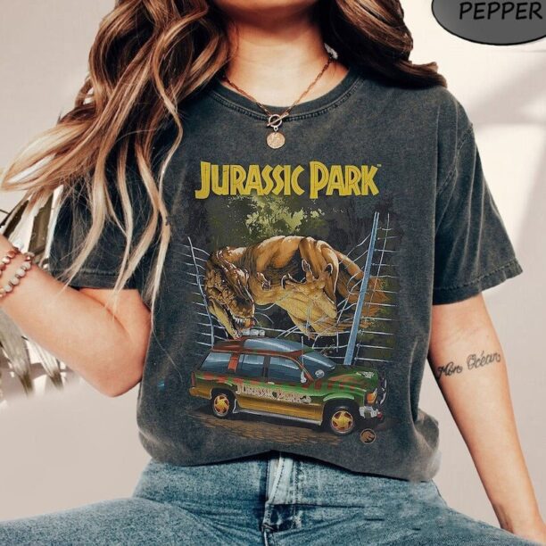 Vintage Jurassic Park Comfort Colors Shirt, Retro T-Rex Dinosaur Sweatshirt, Jurassic Park Dinosaur shirt