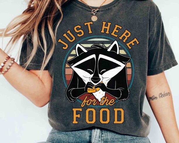 Disney Pocahontas Funny Meeko Just Here For The Food Retro Shirt