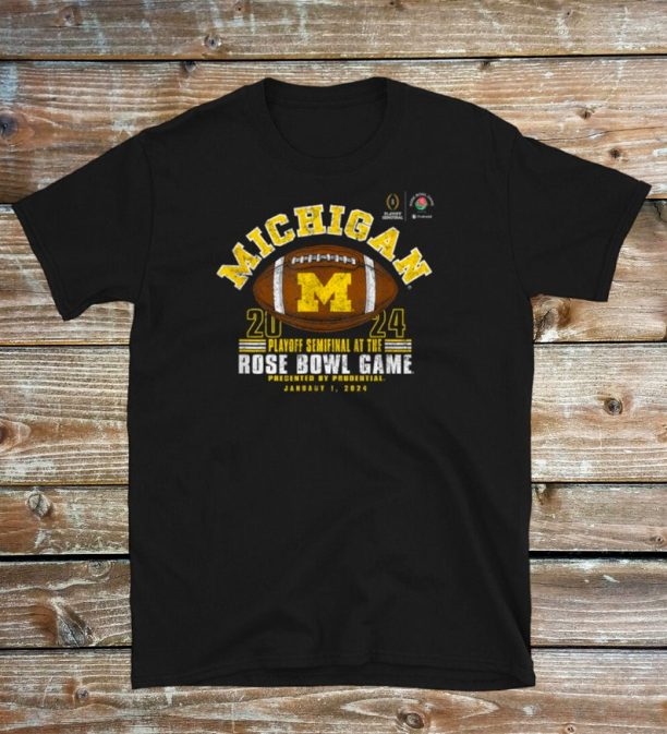 Michigan Wolverines Rose Bowl 2024 CFP Semi Football Vintage Short-Sleeve Unisex T-Shirt