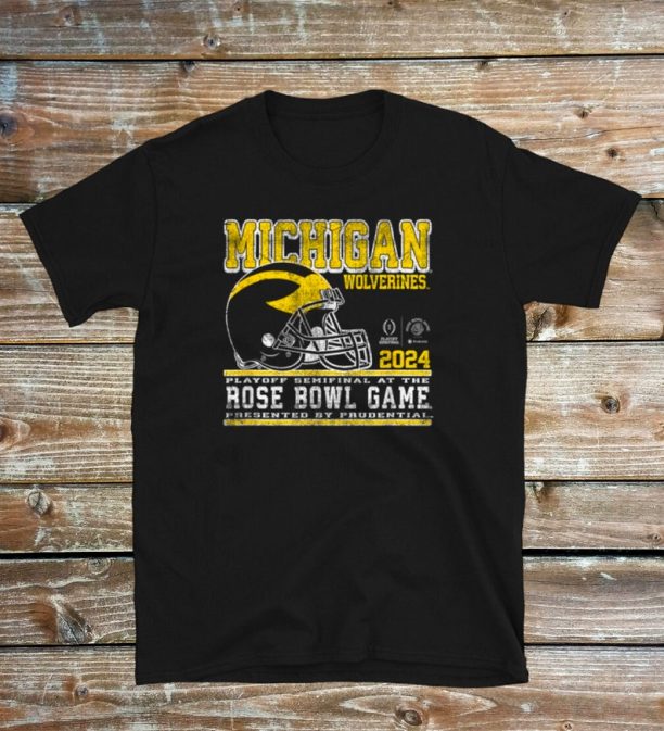 Michigan Wolverines Rose Bowl 2024 CFP Semi Football Retro Short-Sleeve Unisex T-Shirt