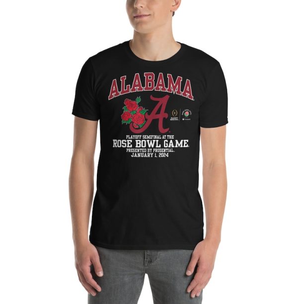 Alabama Crimson Tide Rose Bowl 2024 CFP Semi Football FlowerShort-Sleeve Unisex T-Shirt