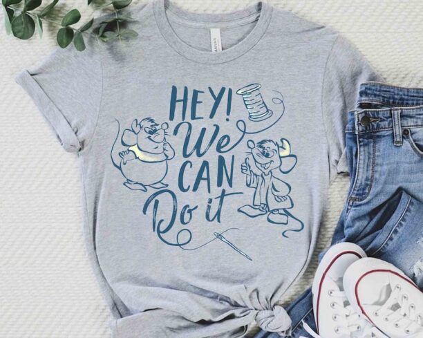 Disney Cinderella Jaq & Gus We Can Do It Retro Shirt, WDW Magic Kingdom Disneyland Family Vacation Holiday Birthday Gift