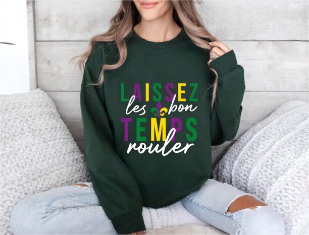 Mardi Gras Sweatshirt, Fleur De Lis Sweater, Mardi Gras Carnival Crewneck, Laissez Les Bon Temps Rouler Sweatshirt