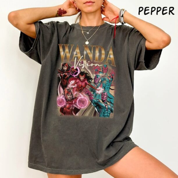 Vintage 90s Wandavision Comfort Colors Shirt, Scarlet Witch Shirt, Wanda Maximoff Shirt, Avengers Bootleg Shirt