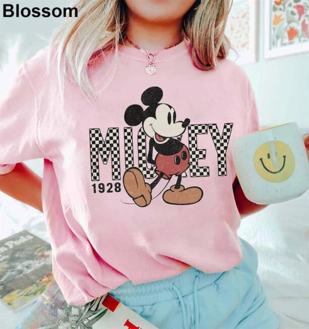 Vintage 90s Mickey Checkered Shirt, Disney Comfort Colors Shirt, Mickey Mouse Shirt, Magic Kingdom Shirt