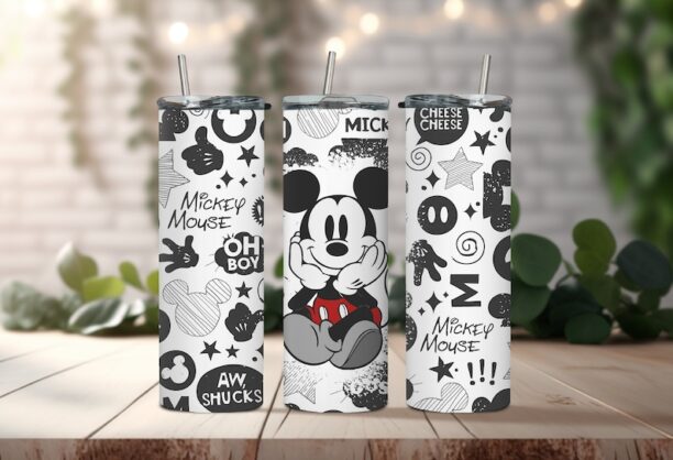 Black & White Mickey Mouse Club Tumbler - Cheesy Classic Disney Lover Tumbler - Disneyland Themed Tumblers to Keep the