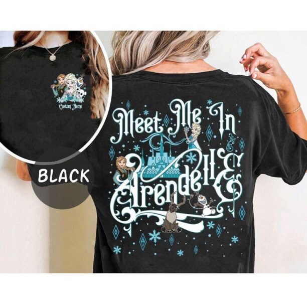 Two-sided Frozen Comfort Colors Shirt, Anna and Elsa Shirt, Meet Me In Arendelle, Olaf Shirt, Disney Princess Shirt