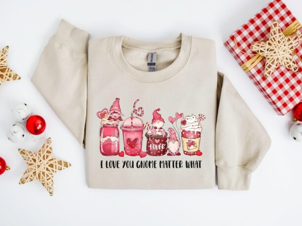 LOVE Gnome Valentines Sweatshirt, Gnome heart Shirt,Valentines Day Shirts For Woman,Valentines Day Gift