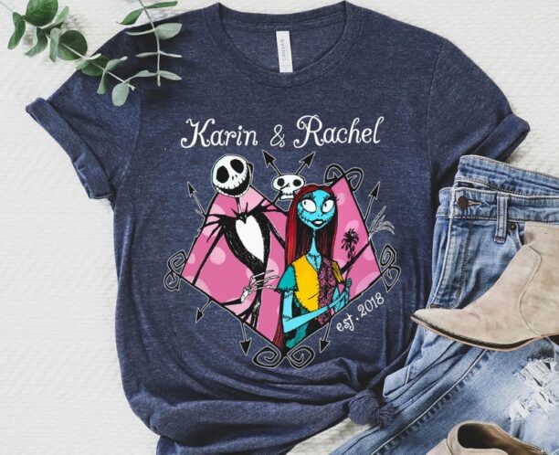 Custom Jack Skellington Sally Valentine's Day Shirt, Nightmare Before Christmas Couple Matching