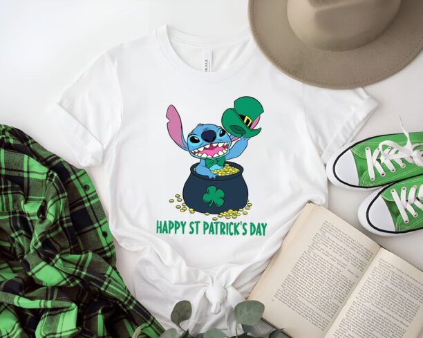 Happy St Patrick's Day Stitch Shirt,Disney Stitch Shamrock T-Shirt,Disney Lucky Tee,Patrick's Day Shirt,Disney Trip Tee