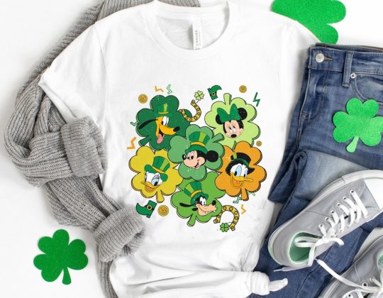 Mickey and Friends Irish Shamrock St Patrick's Day Shirt, Disney St Patty's Day T-shirt, Four Leaf Clover, Lucky Day Tee