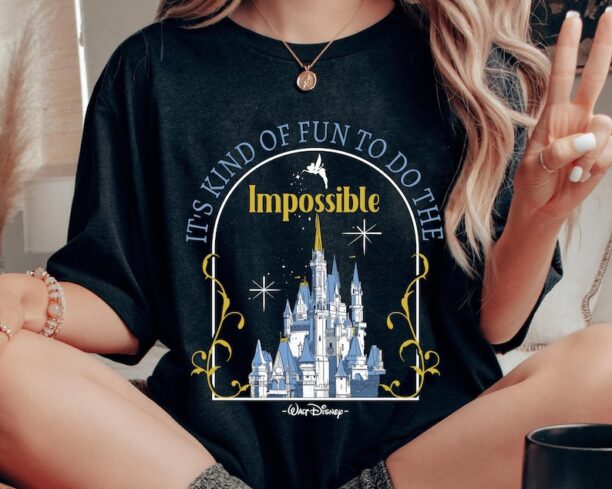 Retro Tinker Bell Disney Castle It's Kind Of Fun To Do The Impossible Shirt, Disney Magic Kingdom Tee, Funny Disney Gift