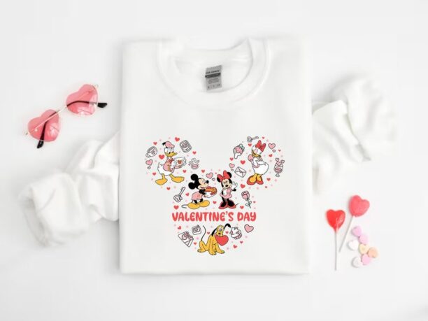 Mickey and Minnie In Love Valentine Shirt, Minnie Mouse Valentines Tee, Minnie Ears Love Valentines Gift