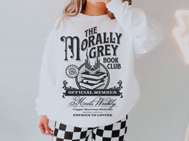 Morally Grey Book Club Sweatshirt Dark Romance Vintage Bookish Merch Book Lover Gift YA Dark Fantasy Book Club Crewneck