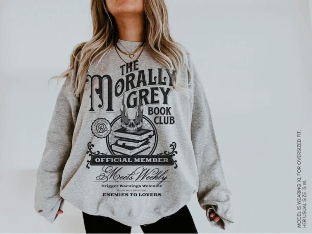 Morally Grey Book Club Sweatshirt Dark Romance Vintage Bookish Merch Book Lover Gift YA Dark Fantasy Book Club Crewneck