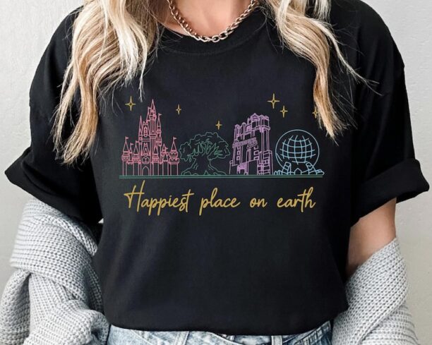 Disney Castle Epcot Happiest Place On Earth Shirt, Vintage Disney T-shirt, Disneyland Family Vacation, Walt Disney World