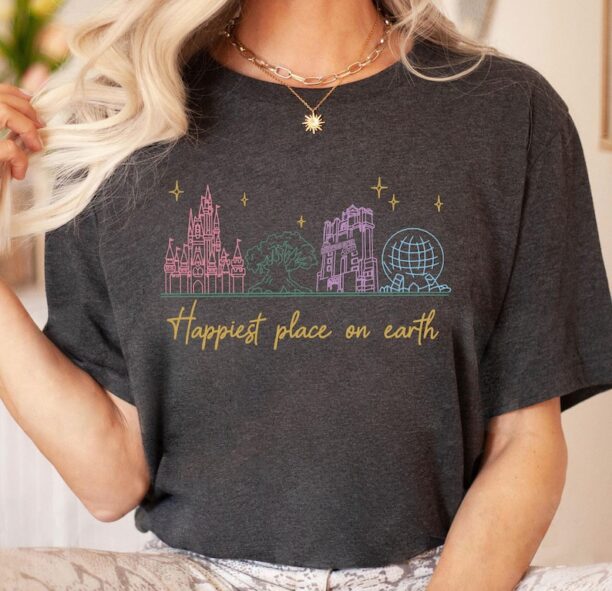 Disney Castle Epcot Happiest Place On Earth Shirt, Vintage Disney T-shirt, Disneyland Family Vacation, Walt Disney World