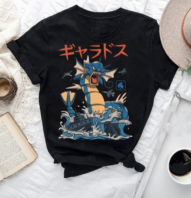 Gyarados Pokemon Kaiju T-Shirt, Japanese Monster Gyarados Shirt Fan Gifts, Pokemon Gyarados Shirt, Gyarados Kaiju Shirt