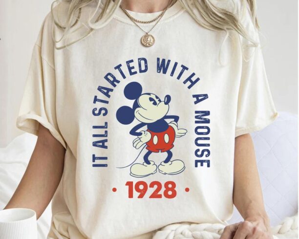 Retro Mickey Mouse 1928 It All Started With A Mouse Shirt, Original Mickey Disney Tee, Disney Birthday Gift