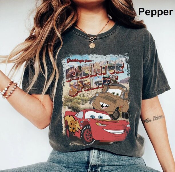 Retro Disney Cars Comfort Colors Shirt, Cars Movie Shirt, Lightning McQueen Shirt, Radiator Springs Shirt