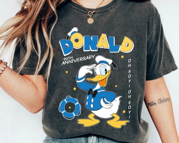 Retro Donald Duck Oh Boy 90th Anniversary Shirt, Donald Est 1934 Disney T-shirt, Donald Duck 90 Years, Walt Disney World