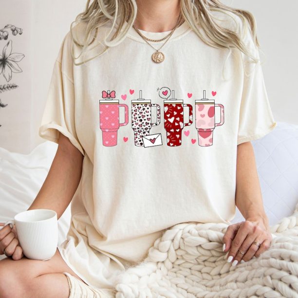 Comfort Colors® Valentines Day Mug T-Shirt, Latte Shirt, Valentines Day Cup Shirt, Cute Valentine Shirt