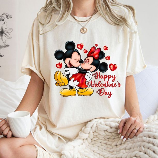 Comfort Colors® Mickey and Minnie Valentines Day Shirt, Happy Valentines Day T-Shirt, Gift For Lover