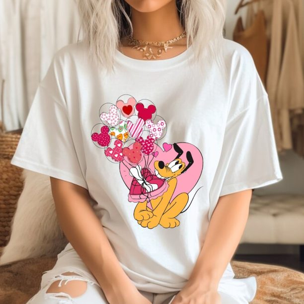 Comfort Colors® Disney Pluto Valentines Day Shirt, Happy Valentines Day T-Shirt, Pluto Valentines Heart Shirt