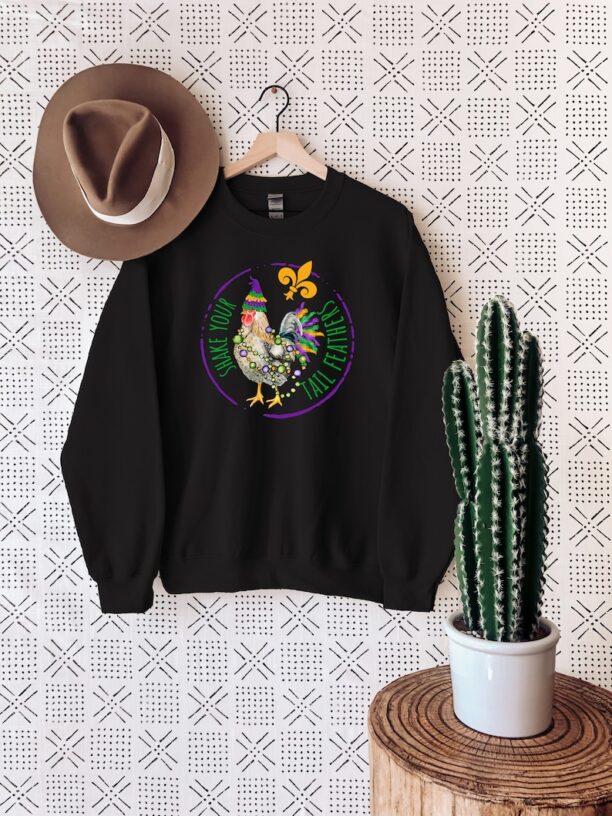 Mardi Gras Chicken Shirt, Shake Your Tail Feather,NOLA Shirt, Fat Tuesday, Carnival Shirt,Fleur De Lis,New Orleans Tee