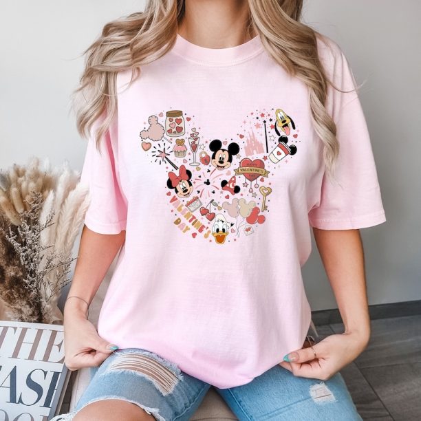 Comfort Colors® Disney Valentine's Day T-Shirt, Mickey and Friend Valentines Day Shirt, Happy Valentines Day T-Shirt