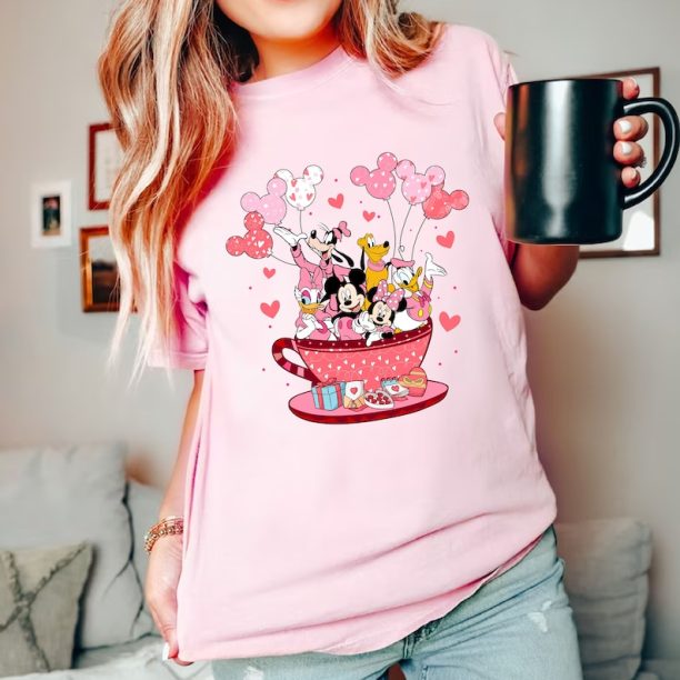 Comfort Colors® Mickey and Friend Valentines Day Shirt, Disney Valentine's Day T-Shirt