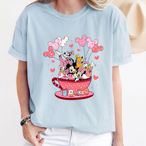 Comfort Colors® Mickey and Friend Valentines Day Shirt, Disney Valentine's Day T-Shirt