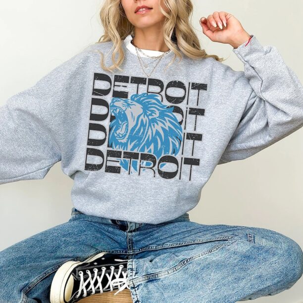 Vintage Detroit Football Sweatshirt/ Detroit Sweatshirt/ Lions Fan Gift/ Sundays Are Better In Detroit Football Shirt