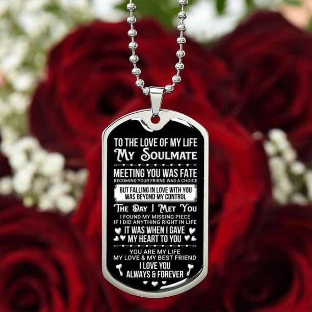 Personalized Dog Tag Necklace,Personalized Soulmate Gift, Valentine's Day Gift for Soulmate Boyfriend Husband