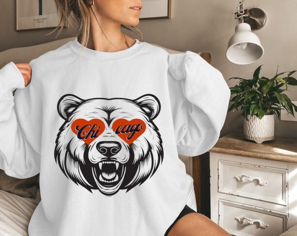 Chicago Football Vintage Crewneck Sweatshirt, Retro Style Bears Shirt, Soldier Field