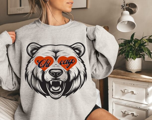 Chicago Football Vintage Crewneck Sweatshirt, Retro Style Bears Shirt, Soldier Field